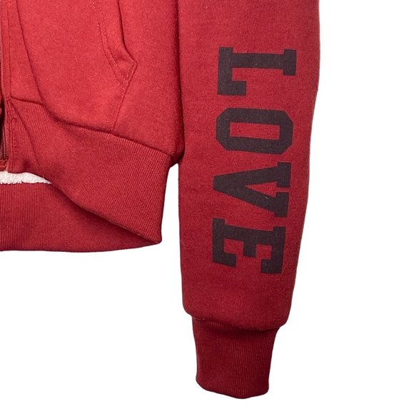 A.Q. Sport "Love" Red & Black Warm Fleece Lined Zippered Hoodie AQ Jacket MEDIUM - Picture 5 of 5